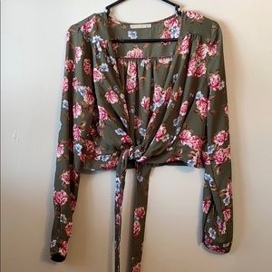 floral wrap top